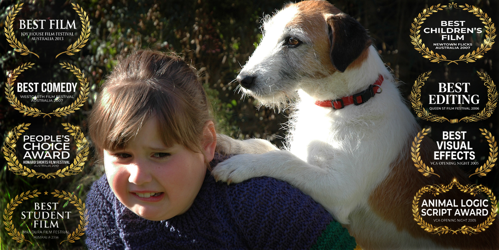 child and dog pose