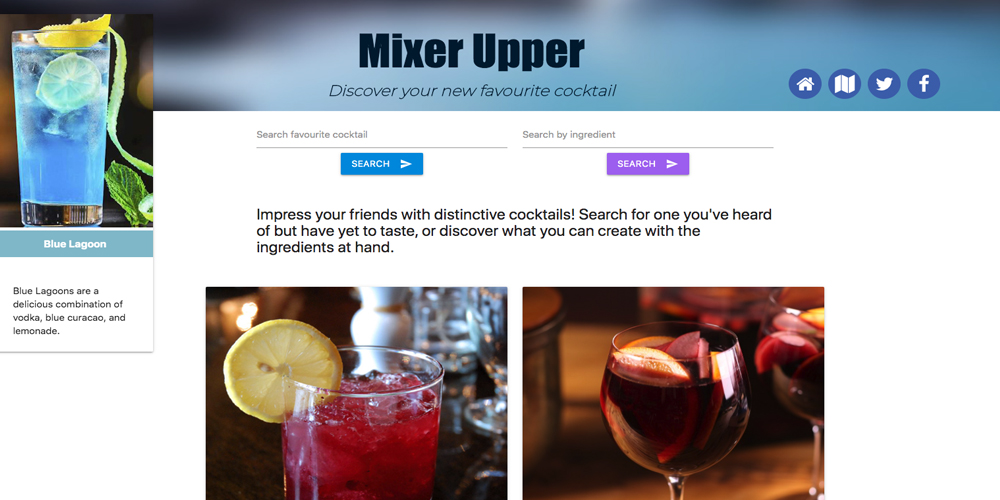 screenshot of cocktail website