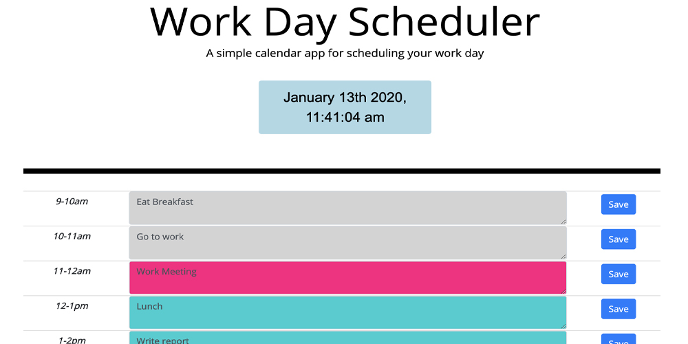 scheduler webpage screenshot